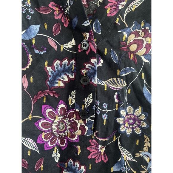 Lane Bryant Women's Floral Blouse Gold Detail size 14 Career - Picture 4 of 6